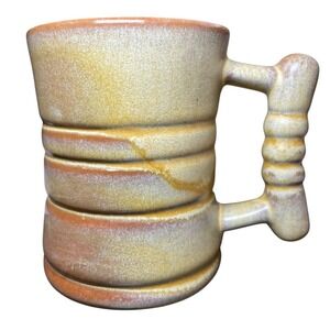 Vintage Frankoma Cup Mug Gold Brown Coffee Tea Handmade C3 Stoneware Retro MCM